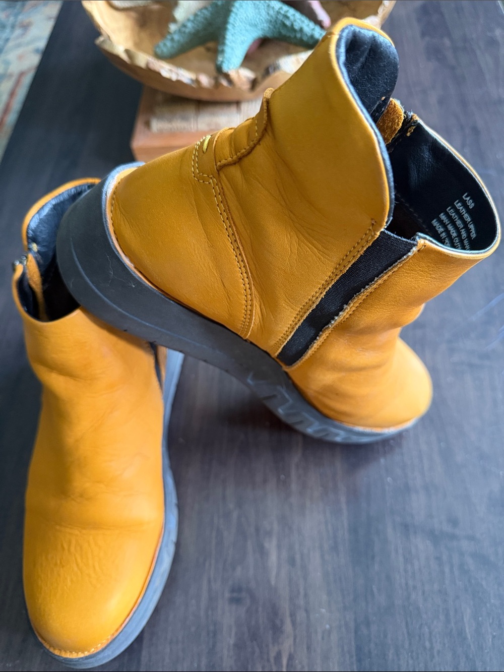 Miz Mooz Mustard Yellow Leather Ankle Booties